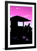 Silhouette of Life Guard Station at Sunset - Miami-Philippe Hugonnard-Framed Photographic Print