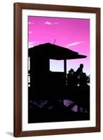 Silhouette of Life Guard Station at Sunset - Miami-Philippe Hugonnard-Framed Photographic Print