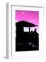 Silhouette of Life Guard Station at Sunset - Miami-Philippe Hugonnard-Framed Photographic Print