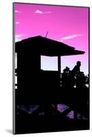 Silhouette of Life Guard Station at Sunset - Miami-Philippe Hugonnard-Mounted Photographic Print