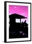 Silhouette of Life Guard Station at Sunset - Miami-Philippe Hugonnard-Framed Photographic Print