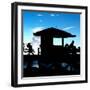 Silhouette of Life Guard Station at Sunset - Miami-Philippe Hugonnard-Framed Photographic Print