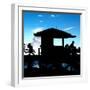 Silhouette of Life Guard Station at Sunset - Miami-Philippe Hugonnard-Framed Photographic Print