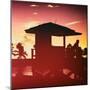 Silhouette of Life Guard Station at Sunset - Miami-Philippe Hugonnard-Mounted Photographic Print