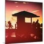 Silhouette of Life Guard Station at Sunset - Miami-Philippe Hugonnard-Mounted Photographic Print