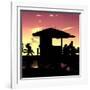 Silhouette of Life Guard Station at Sunset - Miami-Philippe Hugonnard-Framed Photographic Print