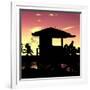 Silhouette of Life Guard Station at Sunset - Miami-Philippe Hugonnard-Framed Premium Photographic Print