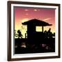 Silhouette of Life Guard Station at Sunset - Miami-Philippe Hugonnard-Framed Premium Photographic Print