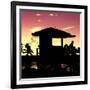 Silhouette of Life Guard Station at Sunset - Miami-Philippe Hugonnard-Framed Premium Photographic Print