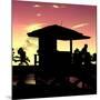 Silhouette of Life Guard Station at Sunset - Miami-Philippe Hugonnard-Mounted Premium Photographic Print