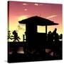 Silhouette of Life Guard Station at Sunset - Miami-Philippe Hugonnard-Stretched Canvas