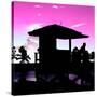 Silhouette of Life Guard Station at Sunset - Miami-Philippe Hugonnard-Stretched Canvas