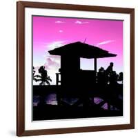 Silhouette of Life Guard Station at Sunset - Miami-Philippe Hugonnard-Framed Photographic Print