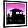 Silhouette of Life Guard Station at Sunset - Miami-Philippe Hugonnard-Framed Photographic Print