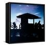 Silhouette of Life Guard Station at Sunset - Miami-Philippe Hugonnard-Framed Stretched Canvas