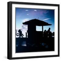 Silhouette of Life Guard Station at Sunset - Miami-Philippe Hugonnard-Framed Photographic Print