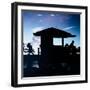 Silhouette of Life Guard Station at Sunset - Miami-Philippe Hugonnard-Framed Photographic Print