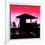 Silhouette of Life Guard Station at Sunset - Miami-Philippe Hugonnard-Framed Premium Photographic Print