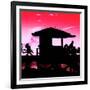 Silhouette of Life Guard Station at Sunset - Miami-Philippe Hugonnard-Framed Premium Photographic Print