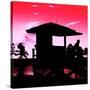 Silhouette of Life Guard Station at Sunset - Miami-Philippe Hugonnard-Stretched Canvas