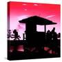 Silhouette of Life Guard Station at Sunset - Miami-Philippe Hugonnard-Stretched Canvas