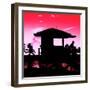 Silhouette of Life Guard Station at Sunset - Miami-Philippe Hugonnard-Framed Photographic Print