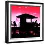 Silhouette of Life Guard Station at Sunset - Miami-Philippe Hugonnard-Framed Photographic Print