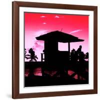 Silhouette of Life Guard Station at Sunset - Miami-Philippe Hugonnard-Framed Photographic Print