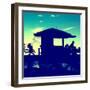 Silhouette of Life Guard Station at Sunset - Miami-Philippe Hugonnard-Framed Photographic Print