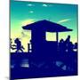 Silhouette of Life Guard Station at Sunset - Miami-Philippe Hugonnard-Mounted Photographic Print