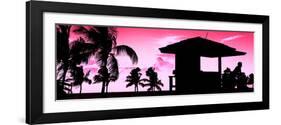 Silhouette of Life Guard Station at Sunset - Miami-Philippe Hugonnard-Framed Photographic Print