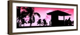 Silhouette of Life Guard Station at Sunset - Miami-Philippe Hugonnard-Framed Photographic Print