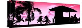 Silhouette of Life Guard Station at Sunset - Miami-Philippe Hugonnard-Stretched Canvas