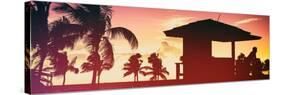 Silhouette of Life Guard Station at Sunset - Miami-Philippe Hugonnard-Stretched Canvas