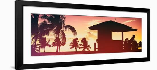 Silhouette of Life Guard Station at Sunset - Miami-Philippe Hugonnard-Framed Photographic Print