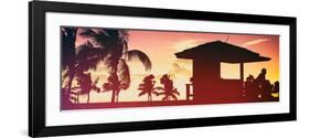 Silhouette of Life Guard Station at Sunset - Miami-Philippe Hugonnard-Framed Photographic Print