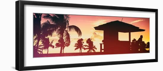 Silhouette of Life Guard Station at Sunset - Miami-Philippe Hugonnard-Framed Photographic Print