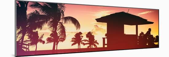 Silhouette of Life Guard Station at Sunset - Miami-Philippe Hugonnard-Mounted Photographic Print