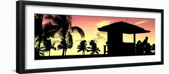 Silhouette of Life Guard Station at Sunset - Miami-Philippe Hugonnard-Framed Photographic Print