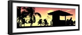 Silhouette of Life Guard Station at Sunset - Miami-Philippe Hugonnard-Framed Photographic Print