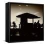 Silhouette of Life Guard Station at Sunset - Miami-Philippe Hugonnard-Framed Stretched Canvas