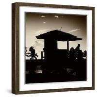 Silhouette of Life Guard Station at Sunset - Miami-Philippe Hugonnard-Framed Photographic Print