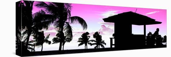 Silhouette of Life Guard Station at Sunset - Miami-Philippe Hugonnard-Stretched Canvas