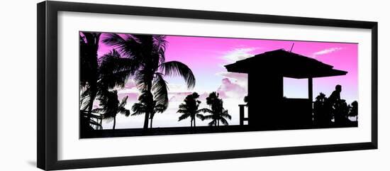 Silhouette of Life Guard Station at Sunset - Miami-Philippe Hugonnard-Framed Photographic Print