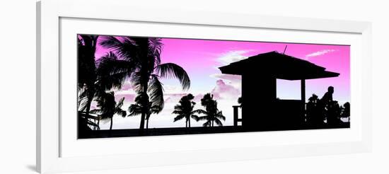 Silhouette of Life Guard Station at Sunset - Miami-Philippe Hugonnard-Framed Photographic Print