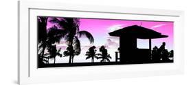 Silhouette of Life Guard Station at Sunset - Miami-Philippe Hugonnard-Framed Photographic Print