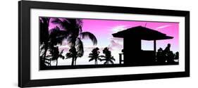 Silhouette of Life Guard Station at Sunset - Miami-Philippe Hugonnard-Framed Photographic Print