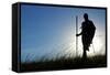 Silhouette of Maasai Warrior, Ngorongoro Crater, Tanzania-Paul Joynson Hicks-Framed Stretched Canvas