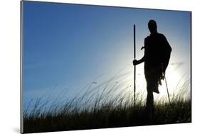 Silhouette of Maasai Warrior, Ngorongoro Crater, Tanzania-Paul Joynson Hicks-Mounted Photographic Print