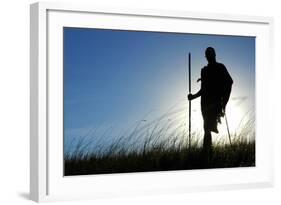 Silhouette of Maasai Warrior, Ngorongoro Crater, Tanzania-Paul Joynson Hicks-Framed Photographic Print